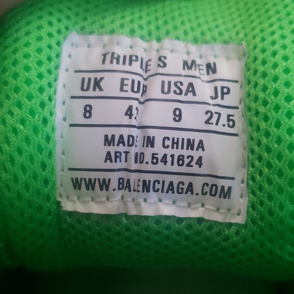 Balenciaga Triple S neon green size 8 - Picture 5 of 6